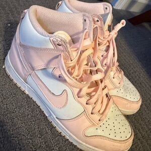 Nike Pink and White High-Top Sneakers